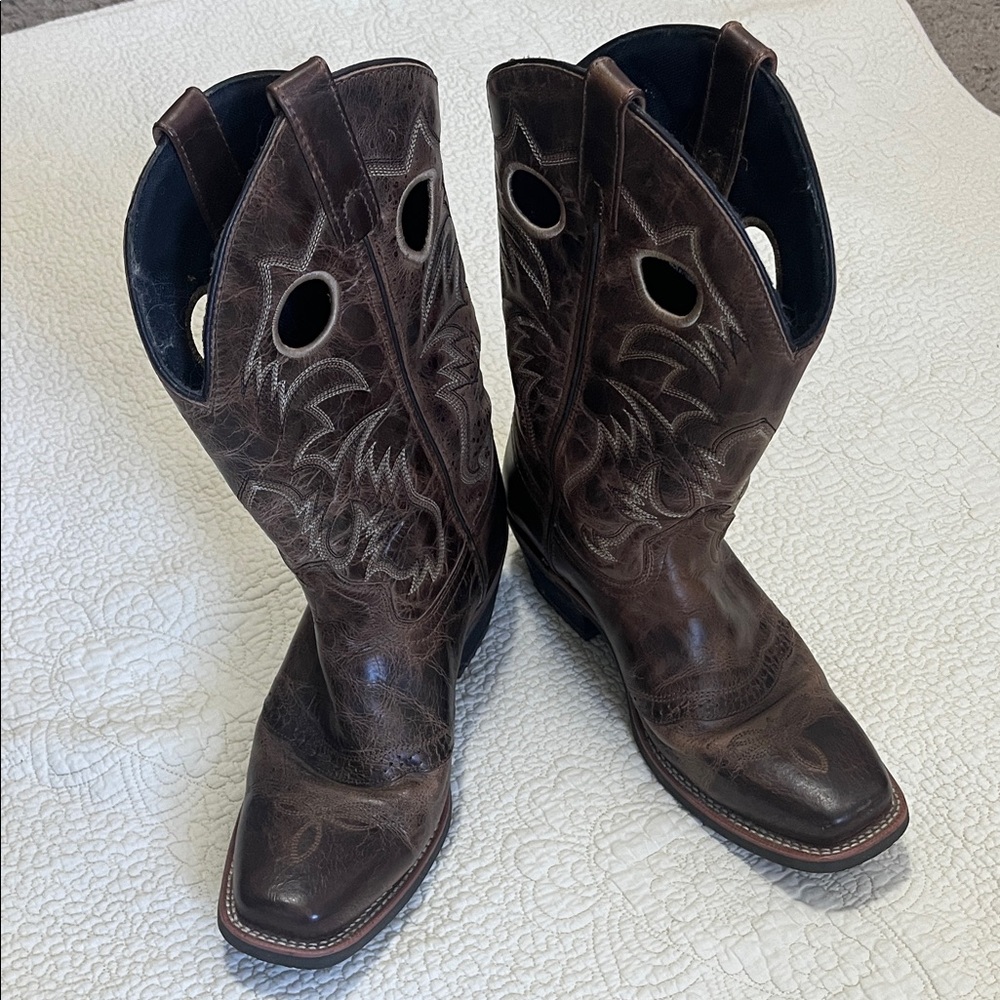 Laredo Men's Brown Leather Distressed Western Cowboy Boots